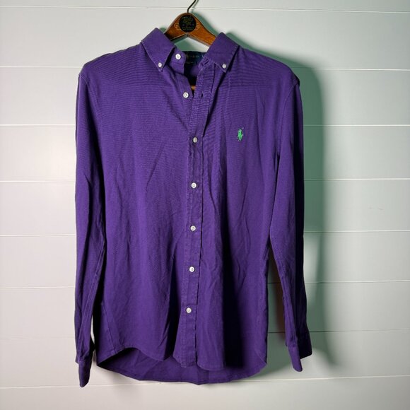 Ralph Lauren Featherweight Mesh Button Down Shirt Mens Large Purple Long Sleeve - Picture 1 of 6
